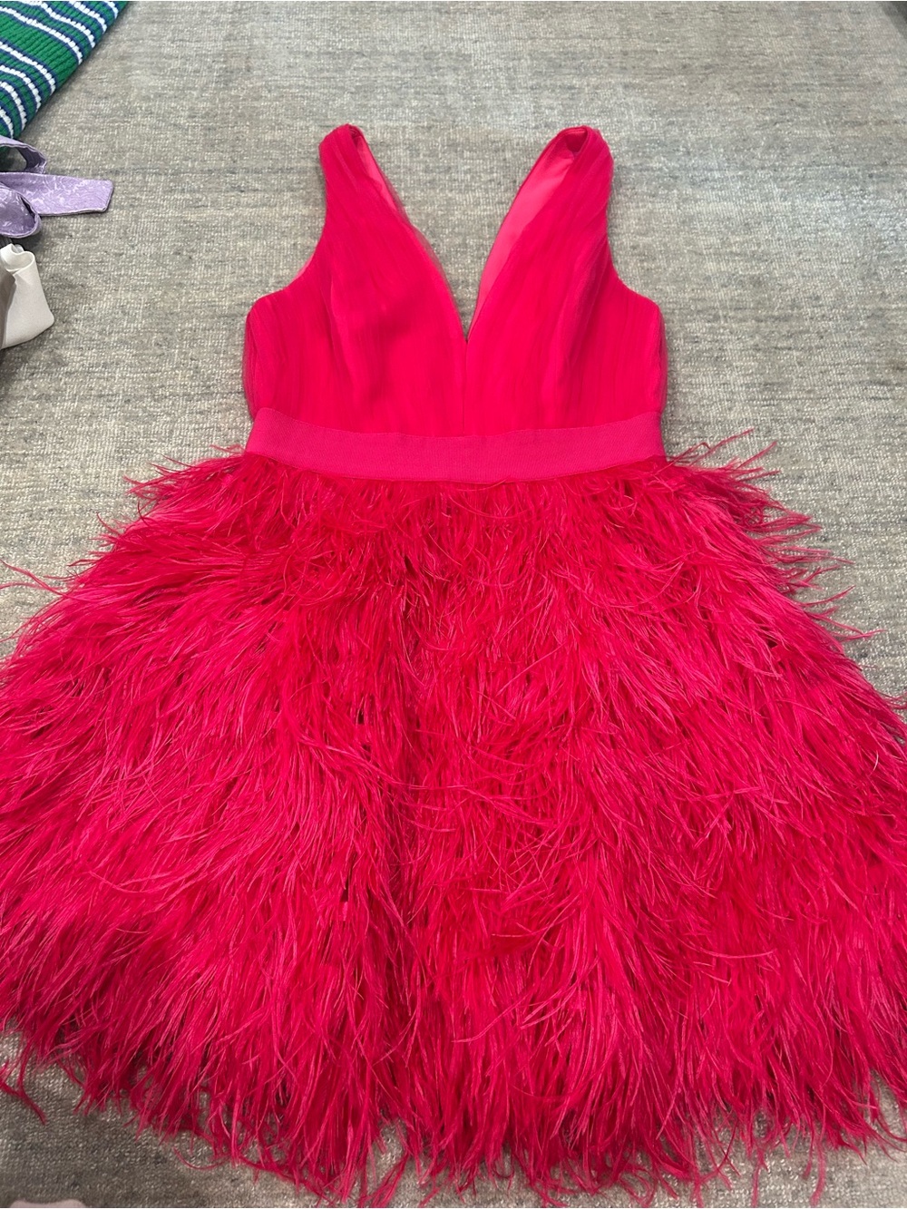 Alice and Olivia Hot Pink Feather Party Dress